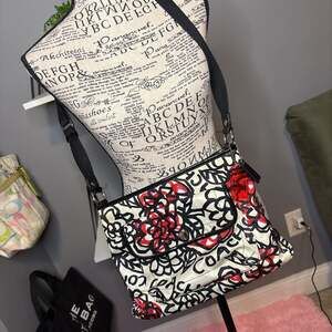 Vintage Coach Satin Poppy Black White Red shoulder crossbody Bag